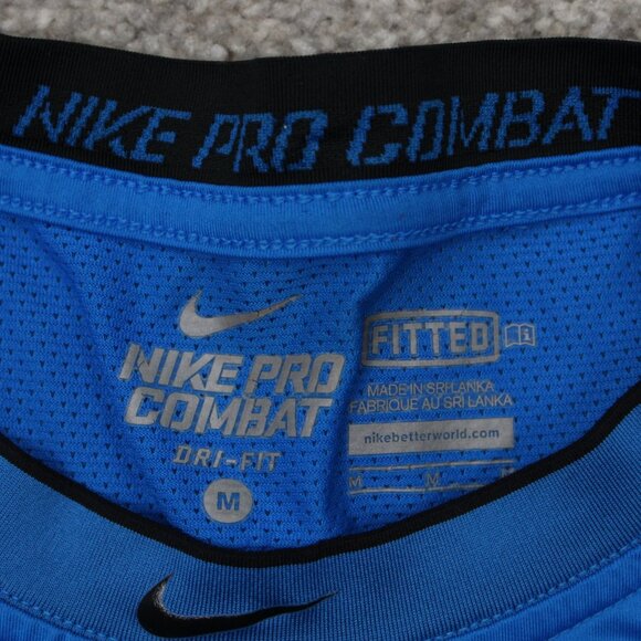 Nike Pro Combat Shirt Adult Medium Blue Swingman Fitted Long Sleeve Pullover - Picture 10 of 15